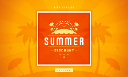 Summer sale banner online shopping on beach vector