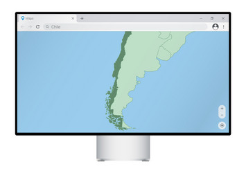computer monitor with map of chile in browser vector image