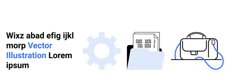 gear document folder and bag representation vector image