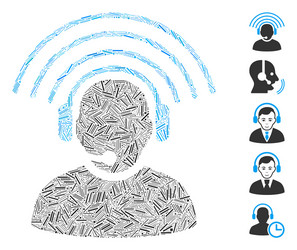 hatch operator radio signal icon mosaic vector image