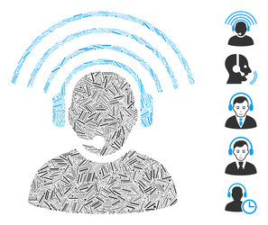 Hatch operator radio signal icon mosaic vector