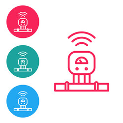 red line smart sensor system icon isolated vector image