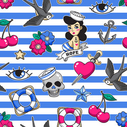 Retro Rockabilly Seamless Pattern vector image