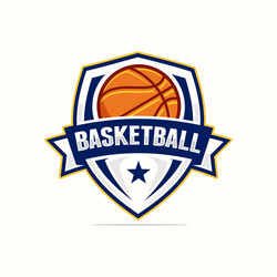 Basketball Logo Template - Shield Vector Image
