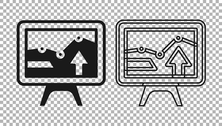 black computer monitor with graph chart icon vector image