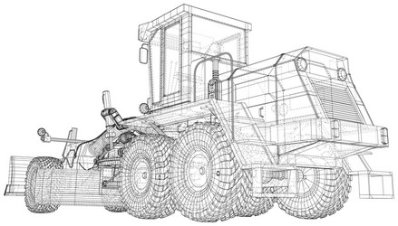 building grader isolated 3d rendering wire-frame vector image