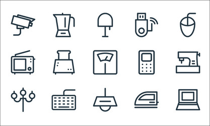 Electronics line icons linear set quality vector