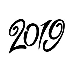 inscription 2019 black and white Vector Image