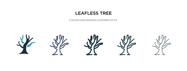 Leafless tree icon in different style two vector