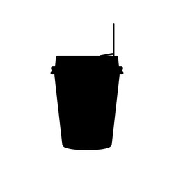Paper cup outline icon on white background Vector Image