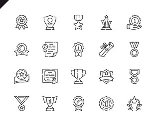 simple set awards line icons for website vector image