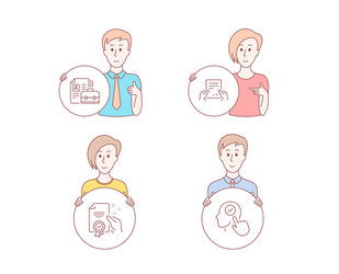 vacancy receive file and certificate icons vector