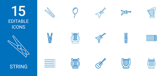 15 string icons vector image