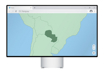 Computer monitor with map of paraguay in browser vector