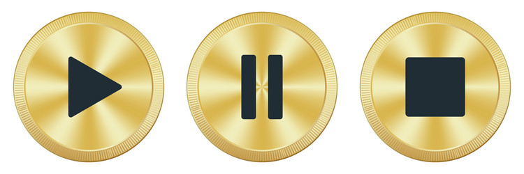 play pause and stop buttons set of media player vector image