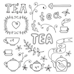 tea card set of elements for design vector image