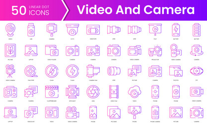 set of video and camera icons gradient style icon vector image