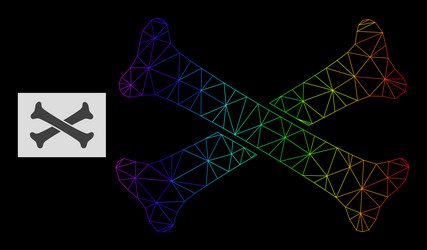 Spectrum gradiented polygonal net crossing bones vector