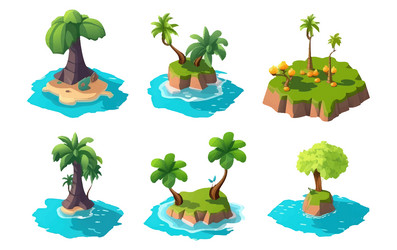 ui set of island with palm vector image