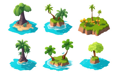 Ui set of island with palm vector