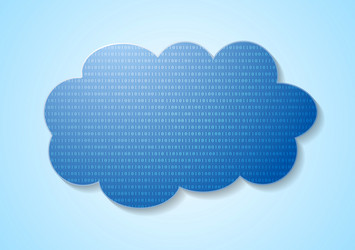 Binary code system and blue cloud vector