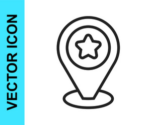 black line map pointer with star icon isolated vector image