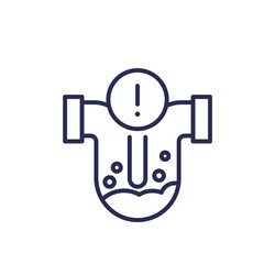Clog in pipe warning line icon vector