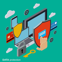 Computer security data protection concept vector