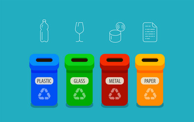 sorting garbage infographic recycling bins vector image