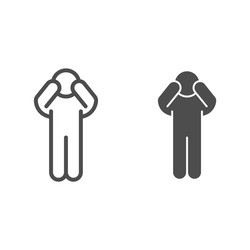 worrying pose line and solid icon man vector image