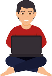 Avatar man using laptop computer vector