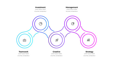 horizontal progress diagram with five metaball vector image