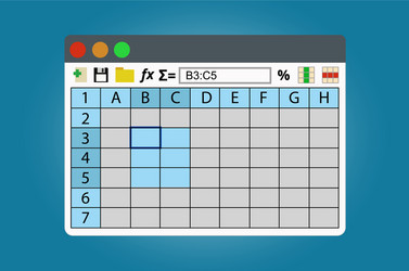Spreadsheets Application Window vector