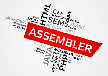 assembler word cloud tag graphics vector image
