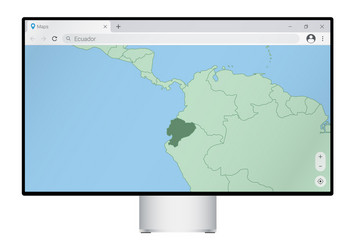 computer monitor with map of ecuador in browser vector image