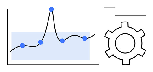data analytics with gear and line graph vector image