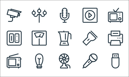 Electronics line icons linear set quality vector