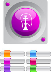 hookah color round button vector