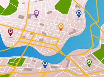Navigation Map with GPS Pins vector image