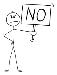 Person holding no sign cartoon stick figure vector