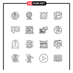 set 16 line style icons for web and mobile vector image
