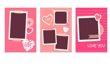 Set of valentine vintage backgrounds with retro vector