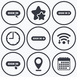 Sign in icons login with arrow hand pointer vector