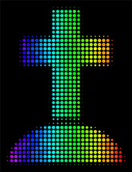 Spectral colored pixel cemetery icon vector