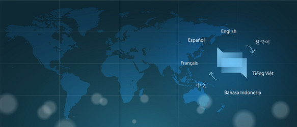 world map background translator and languages vector image
