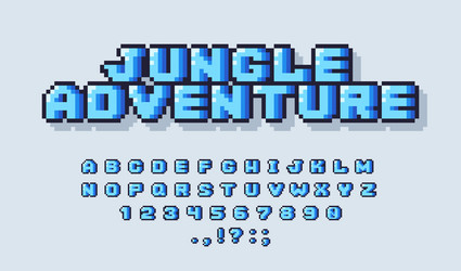 pixel alphabet font retro 8-bit video game vector image