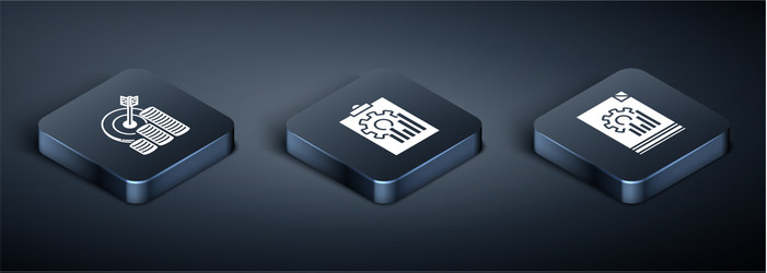 set isometric target with coin symbol document vector image