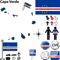 Cape Verde Map with Borders and Flags vector image