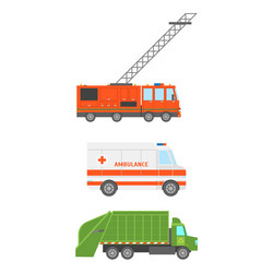 Cartoon color emergency car icon set vector