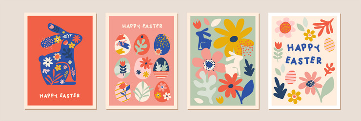 Colorful Easter Card Set - Geometric Style Vector Image